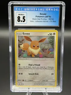 Pokemon CGC 8.5 Eevee SM184 Black Star Promos Cosmos Holo Promo Card - Image 1