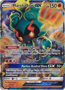 Marshadow GX 80/147 Ultra Rare - Pokemon Sun & Moon Burning Shadows Card - Image 1