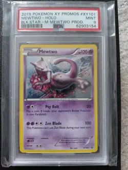 2015 XY101 MEWTWO Holo Foil Pokemon BLACK STAR Promo - PSA 9 - Image 1
