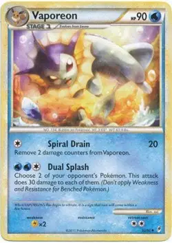 Pokemon Call Of Legends Vaporeon 52/95 Uncommon Card - Image 1
