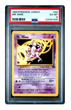 1999 POKEMON JUNGLE #6 MR. MIME-HOLO PSA 6 EX-NM - Image 1