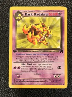 Dark Kadabra 1st Edition 039/82 Pokemon Card – LP– Team Rocket (TR) - Image 1