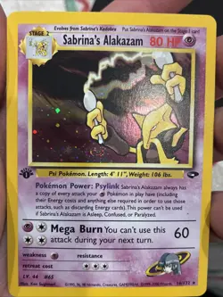 SABRINA'S ALAKAZAM 1ST EDITION FULL SWIRL 2000 POKEMON GYM CHALLENGE HOLO - Image 1
