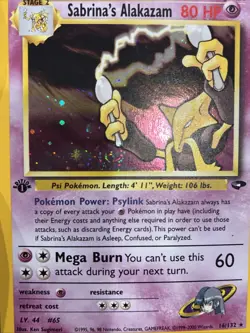 SABRINA'S ALAKAZAM 1ST EDITION FULL SWIRL 2000 POKEMON GYM CHALLENGE HOLO - Image 2