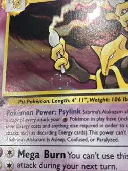 SABRINA'S ALAKAZAM 1ST EDITION FULL SWIRL 2000 POKEMON GYM CHALLENGE HOLO - Image 3