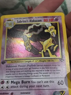 SABRINA'S ALAKAZAM 1ST EDITION FULL SWIRL 2000 POKEMON GYM CHALLENGE HOLO - Image 4