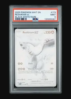 Pokemon TCG 2025 Reshiram EX 173/086 White flare New Cert PSA 9 - Image 1