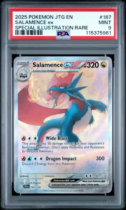 Pokemon TCG Sv09 Salamence ex Special Illustration Rare Holo 187/159 2025 PSA 9 - Image 1