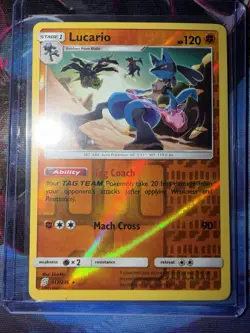 Pokemon TCG Lucario 117/236 SM-Unified Minds Rare Reverse Holo 120HP - Image 1
