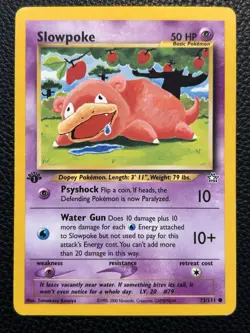 Pokemon Slowpoke Common 1st Edition Neo Genesis 073/111 NM Light Crease - Image 1