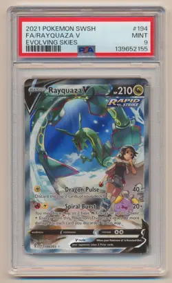 PSA 9 Pokemon Evolving Skies Full Art Rayquaza V 194/203 MINT Condition!! - Image 1