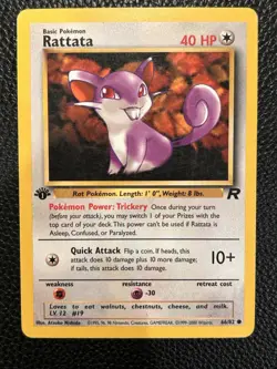 Pokemon TCG Rattata 66/82 1st Edition Team Rocket LP - Image 1