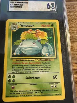 1999 POKEMON BASE SET UNLIMITED #15/102 VENUSAUR HOLO SGC 6 JUST GRADED - Image 3