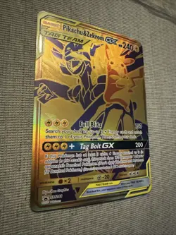 JUMBO Oversized Pikachu & Zekrom GX Tag Team Gold Promo SM248 Pokemon NM - Image 4