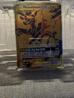 JUMBO Oversized Pikachu & Zekrom GX Tag Team Gold Promo SM248 Pokemon NM - Image 5