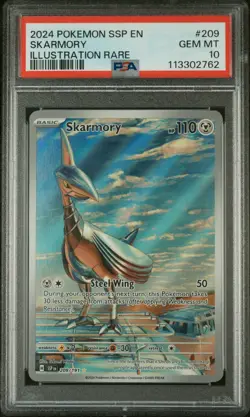 Pokemon Skarmory Surging Sparks Illustration Rare #209 PSA 10 Gem Mint - Image 1
