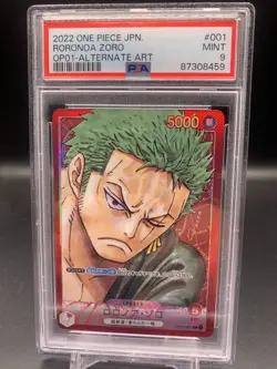 PSA 9 - ONE PIECE TCG JAPANESE - RORONOA ZORO ALT ART LEADER - (OP01-001 L) - Image 1