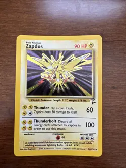 Pokemon TCG Zapdos Holo Rare Unlimited Card 20/130 Base Set 2 - Image 1