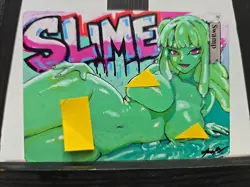 MTG Swamp - Green Slime Waifu Girl - Hand Painted Altered Land (OOAK) By BAZAYO - Image 1