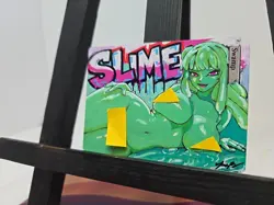 MTG Swamp - Green Slime Waifu Girl - Hand Painted Altered Land (OOAK) By BAZAYO - Image 3