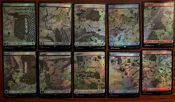 MTG FOIL LOTR Lord of the Rings Full Art Map Lands - FULL SET UNPLAYED SLEEVED - Image 1