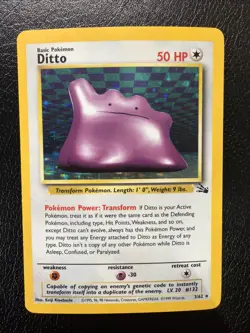 Pokemon TCG Ditto Holo Unlimited Fossil 3/62 MP + - Image 1