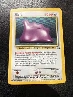 Pokemon TCG Ditto Holo Unlimited Fossil 3/62 MP + - Image 2