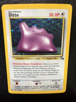 Pokemon TCG Ditto Holo Unlimited Fossil 3/62 MP + - Image 3