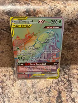 Pokemon PHEROMOSA & BUZZWOLE "Tag Team GX" RAINBOW #215/214🔥UNBROKEN BONDS! - Image 1
