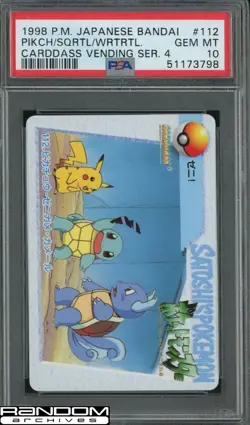 1998 POKEMON JAPANESE BANDAI #112 PIKACHU/SQUIRTLE/WARTORTLE PSA 10 LOW POP - Image 1