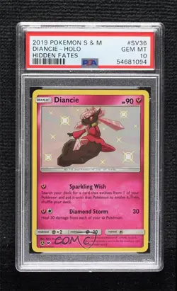 Shiny - Diancie Pokemon Sun & Moon Hidden Fates Vault PSA 10 GEM MT - Image 1