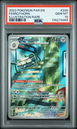 2023 POKEMON PAR EN-PARADOX RIFT ILLUSTRATION RARE #209 FERROTHORN PSA 10 - Image 1