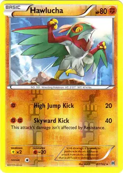1x Hawlucha - 87/162 - Rare - Reverse Holo Damaged Pokemon XY-- Breakthrough - Image 1