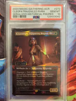 PSA 10 Cleopatra Exiled Pharaoh, Serialized #077/500 Assassin's Creed MTG M0272 - Image 1
