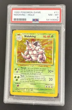 Nidoking Pokemon Base Set Unlimited Holo #11 PSA 8 - Image 1