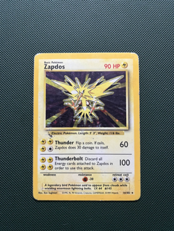 Pokemon TCG Zapdos 16/102 Base Set Holo Rare HP Condition - Image 1