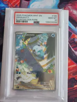 Oshawott Illustration Rare Water Holo SV White Flare #105/086 Pokemon TCG Psa 10 - Image 1
