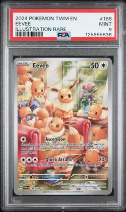 PSA 9 EEVEE 188 TWILIGHT MASQUERADE SCARLET & VIOLET POKEMON MINT - Image 1