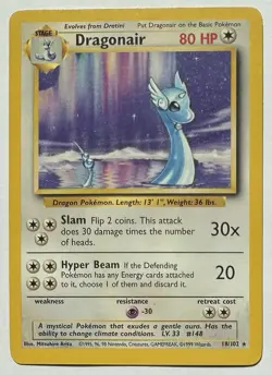 Dragonair 18/102 Rare Base Set Unlimited Pokemon TCG Vintage LP - Image 1