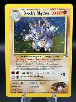 Brock's Rhydon Gym Heroes #002 (2000) Holo NM SWIRL Pokemon TCG - Image 1
