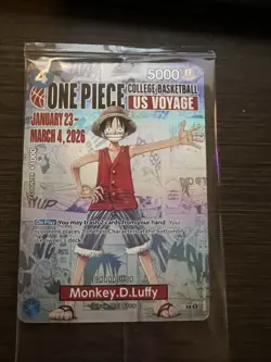 One Piece Monkey D. Luffy US Voyage College Basketball Promo Card - Image 1