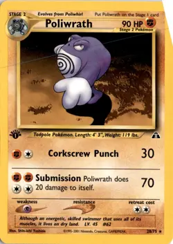 1st Edition Pokemon Neo Discovery #28/75 Poliwrath (28) - Image 1