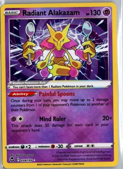 Pokemon Radiant Alakazam SWSH12: Silver Tempest #059/195 - Image 1