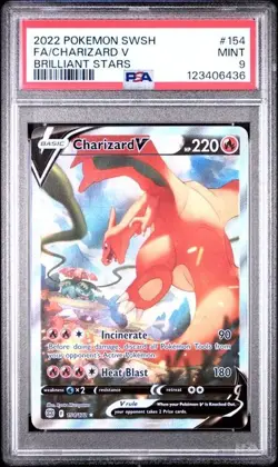 PSA 9 CHARIZARD V 154 BRILLIANT STAR ALT ART SWORD & SHIELD POKEMON MINT - Image 1