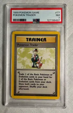 1999 Pokemon Base Set Unlimited POKEMON TRADER #77 PSA 7 NM - Image 1