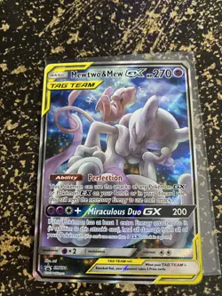 #2 Mewtwo & Mew GX SM191 Black Star Promo 2019 Full Art Tag Team Pokemon Card NM - Image 1