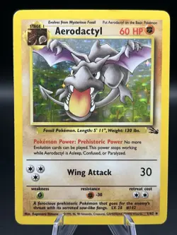 Aerodactyl 1/62 Lightly Played LP Holo Rare Fossil 1999 Pokemon Card WOTC - Image 1