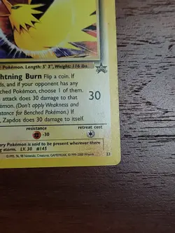 2000 POKEMON PROMO BLACK STAR 23 ZAPDOS TOSHINAO AOKI ERROR - Image 4