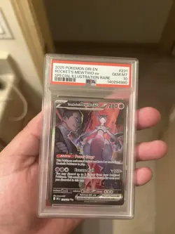 Pokemon Team Rocket's Mewtwo ex Special Illustration Rare Holo PSA 10 231/182 - Image 1