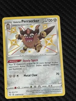 Galarian Perrserker SV087/SV122 Shiny Holo Rare Pokemon Shining Fates - Image 1